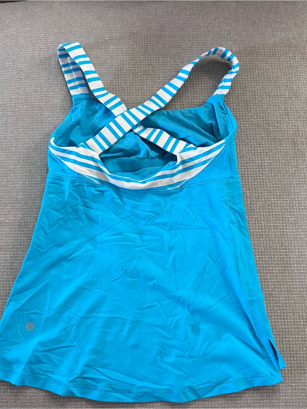 lululemon athletica Bright Blue with White Striped Straps  tank top women 4